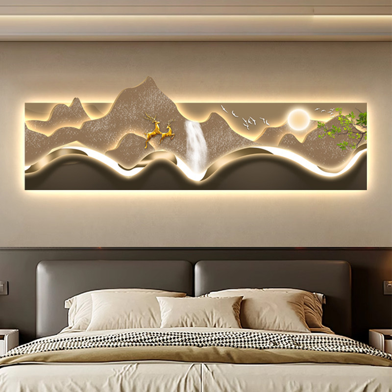 背有靠山卧室床头装饰画客厅灯画