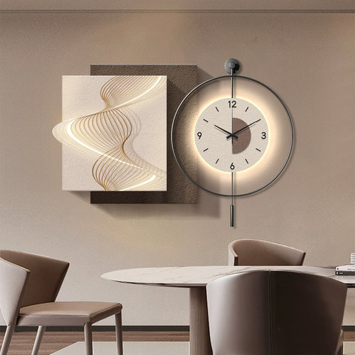 炫季餐厅装饰画侘寂风挂钟