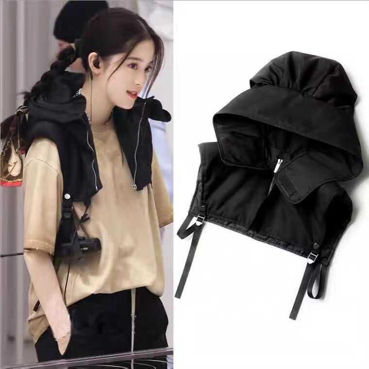 欧阳娜娜同款黑色护肩马夹