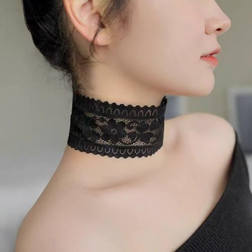 脖套蕾丝围脖颈圈遮疤锁骨项圈弹性领子女士春秋款气质百搭长方形