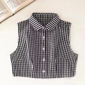 领毛衣装 LRXN韩版 假领子女百搭衬衫 饰假领黑白格子衬衣假衣领棉质