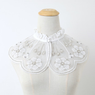 新中式马面裙明制汉服衣领单独假领女坎肩披肩成人大童红粉色