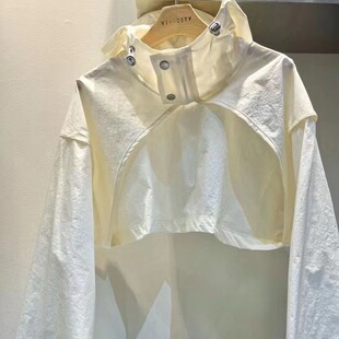 2025新款 高腰立领连帽遮阳防晒外搭小外套 披肩女春夏短款