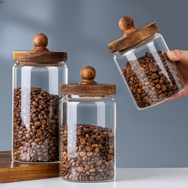 咖啡豆咖啡粉保存用密封罐玻璃家用透明收纳储存罐储物茶叶罐
