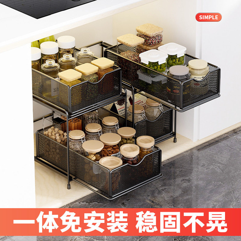 家用厨房橱柜抽出式收纳