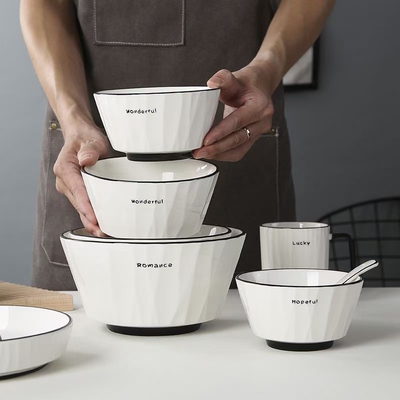 简约陶瓷餐具家用北欧饭碗盘子汤碗面碗碗碟套装菜盘碟子高档组合