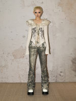 Milk-cool Molly original Subculture outfit Hot Girl detachable fur collar flared sleeve long-sleeved shirt cardigan cinched waist top thumbnail 5