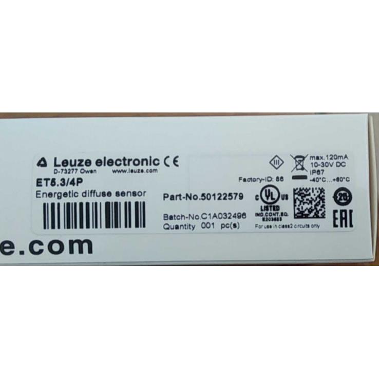 全新劳易测LEUZE光电传感器 ET5.3/4P 50122579原装正品现货