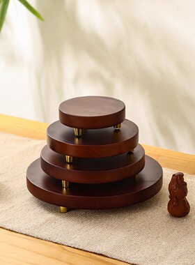 多规格圆形木底座摆件工艺品花瓶佛像奇石茶壶新中式木制实木底座