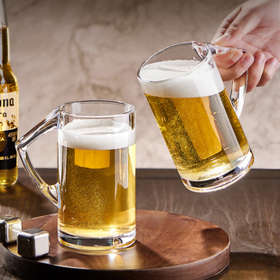 新款扎啤杯500ml精酿啤酒杯网红大容量加厚套装用带把手