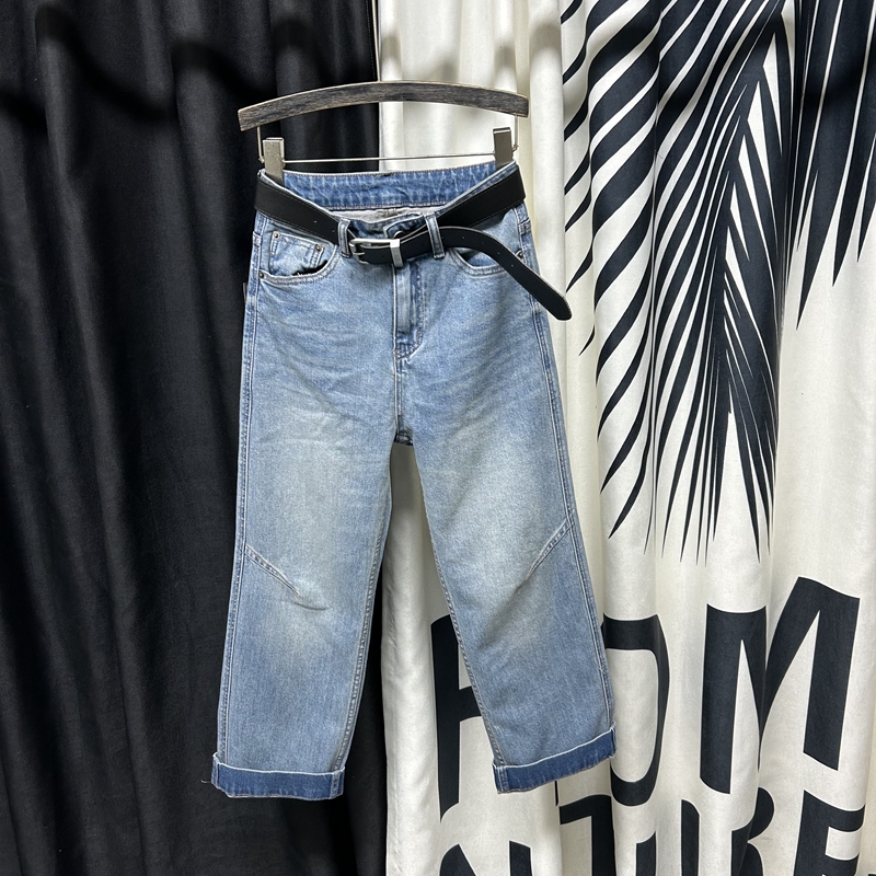 牛仔裤直筒设计八分裤百搭