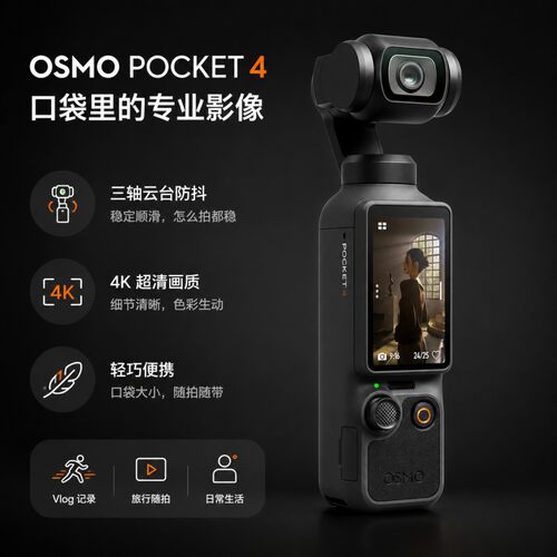 大疆 DJI Osmo Pocket 4 一英寸口袋云台相机拍照神器Pocket系列