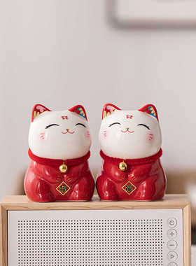 家居店铺收银台陶瓷招财猫摆件