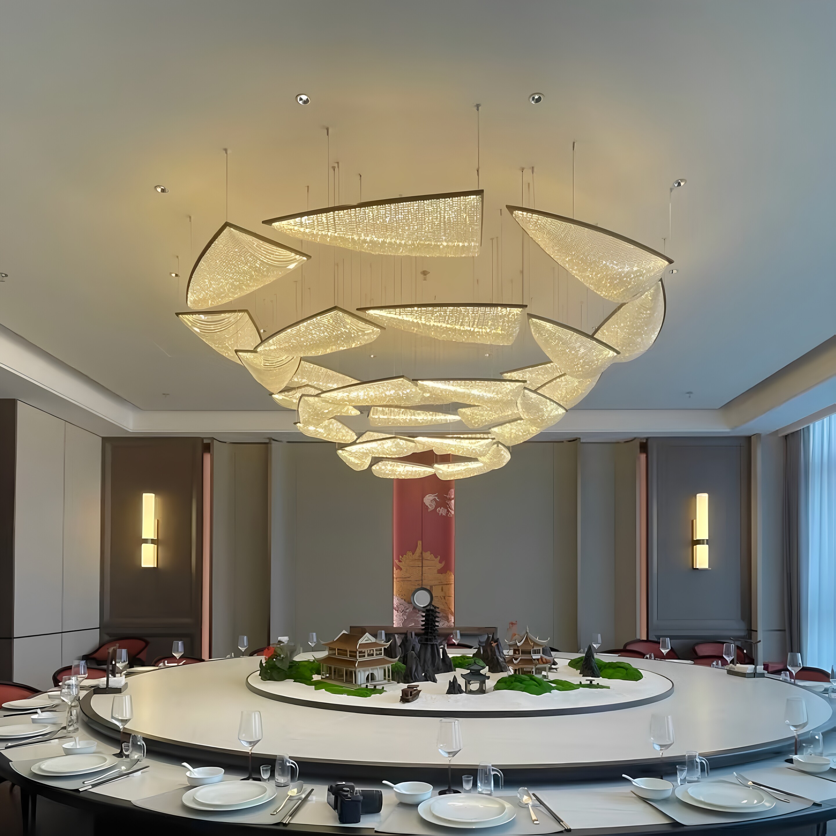 设计师酒店餐厅包厢吊灯定制餐饮会所宴会厅创意装置艺术灯具定制
