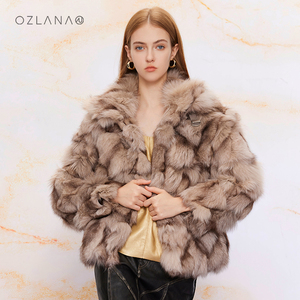OZLANA短款狐狸毛皮草外套上衣女秋冬季