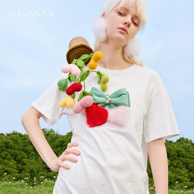 OZLANA2022新款T恤卡通图案贴章设计感内搭纯色短袖上衣夏季女在类目 女装/女士精品, T恤中 - 来自Buy2taobao.com提供专业的淘宝代购服务