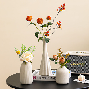 陶瓷花瓶桌面餐厅客厅花插洋牡丹仿真花假花玄关酒柜摆件装饰品