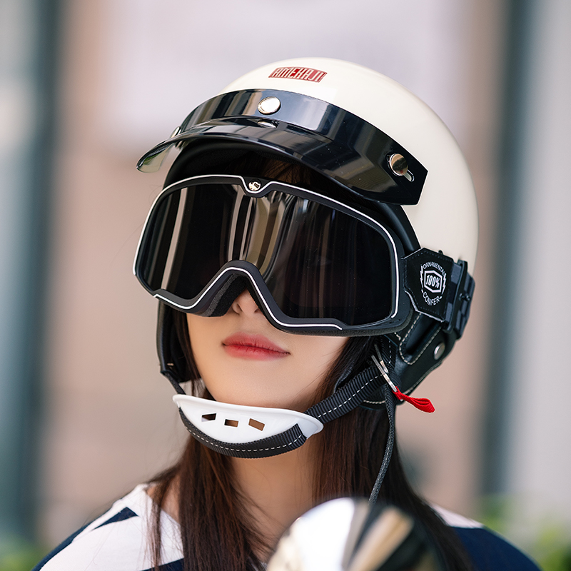 摩托车风镜哈雷头盔通用护目镜复古机车骑行防晒风沙越野眼镜