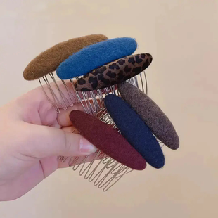 韩国复古毛呢倒插梳发夹女2026新款高端气质公主头发梳碎发刘海夹