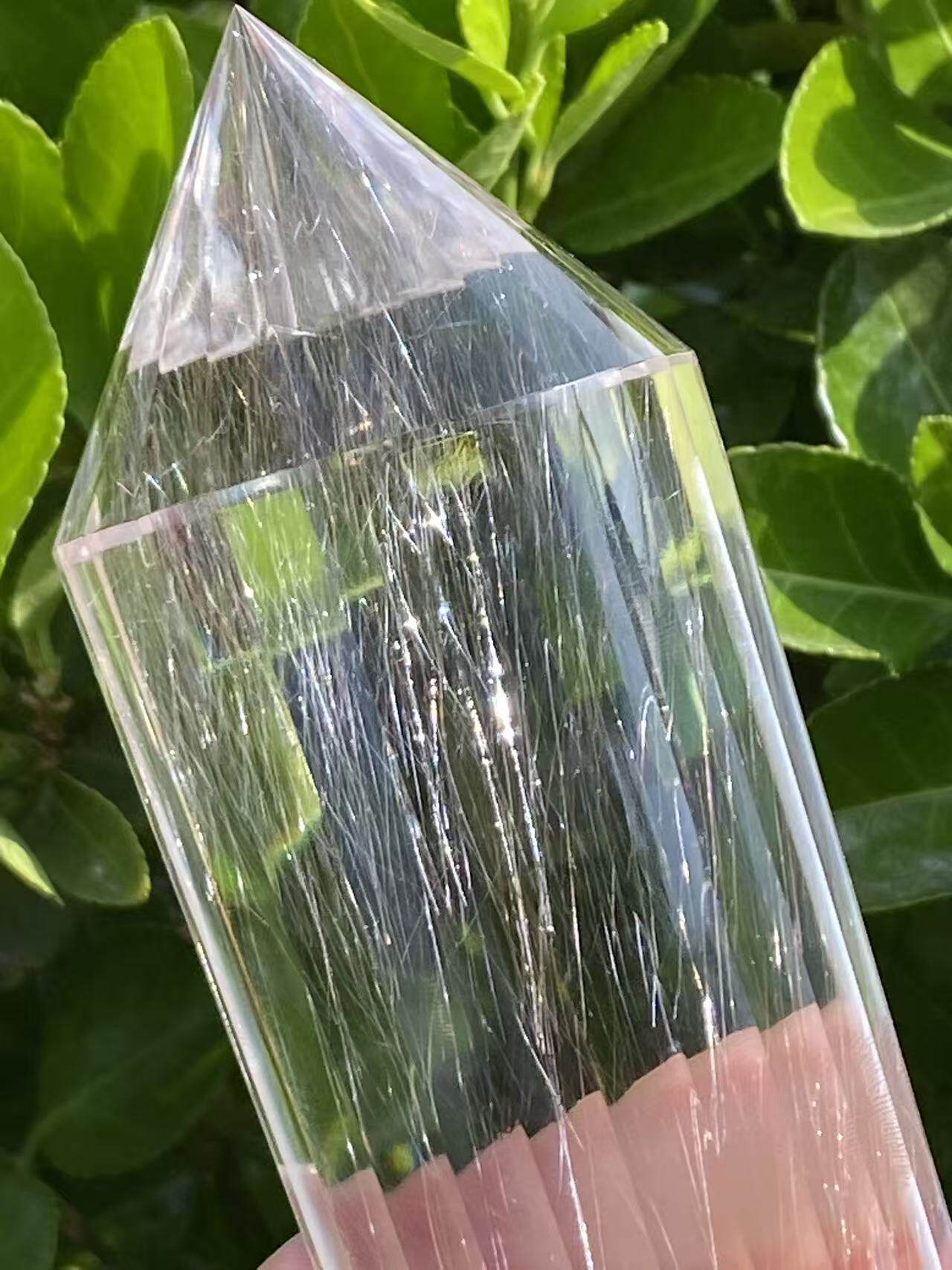 收藏级215×49×38mm700克 天然金发晶沃格尔双尖 全净体24刻面