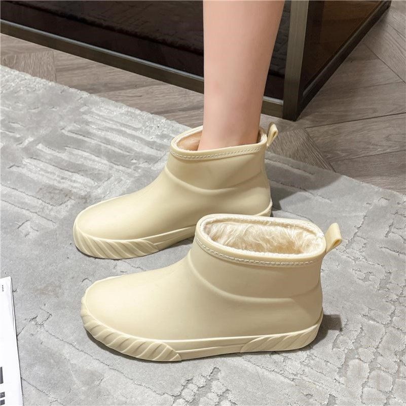 日韩新款防寒保暖加绒雨鞋女外穿中筒雨靴秋冬水靴加厚防滑防水鞋