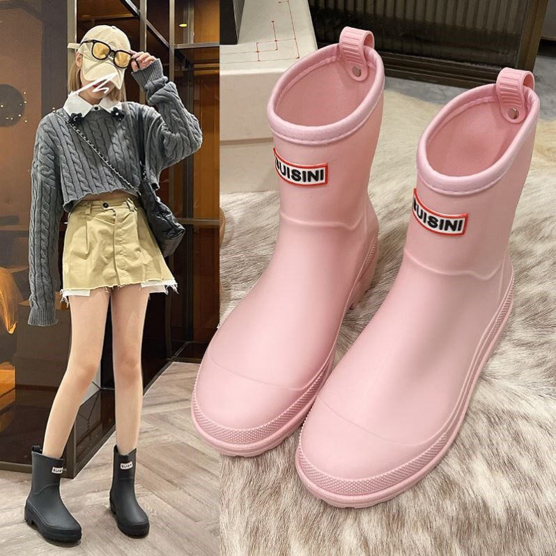韩版中筒水鞋女款新款时尚厨房防滑雨鞋保暖雨靴外穿工作水靴胶鞋