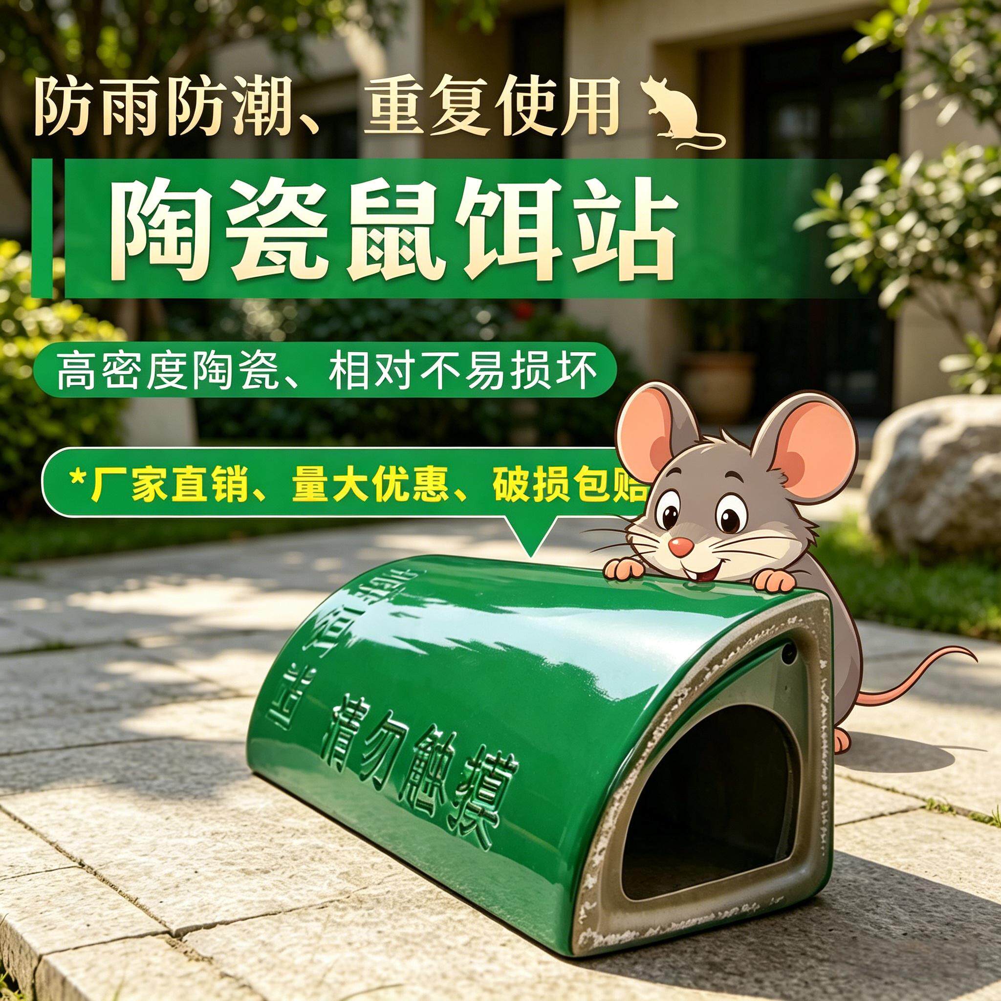 陶瓷毒饵站鼠盒捕鼠器鼠饵站诱饵盒老鼠屋笼灭鼠毒饵盒投放盒