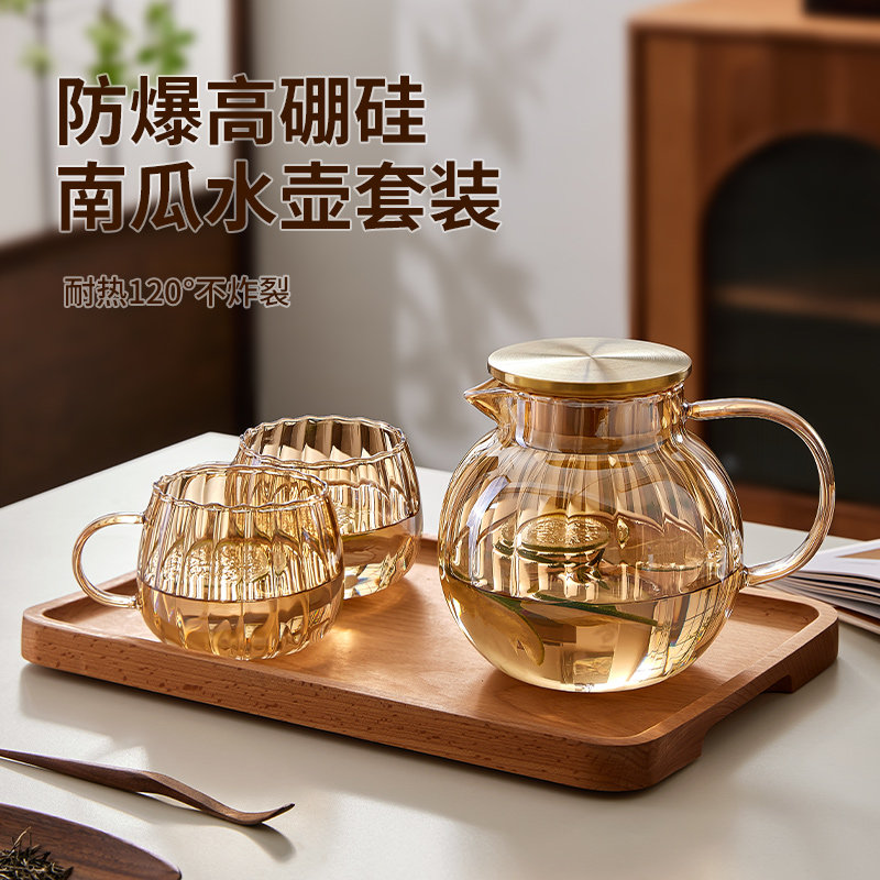 玻璃冷水壶家用耐高温茶壶凉白开水杯加厚高硼硅冷泡果汁扎壶套装,餐饮具,冷水壶,淘宝优惠券,粉丝福利购,淘宝优惠卷