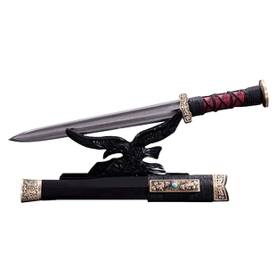 干将莫邪龙泉市陈少卫手工短汉剑花纹钢宝剑防身一体刀剑未开刃