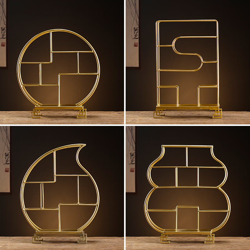 实木灯圈底座摆件桌面博古架创意