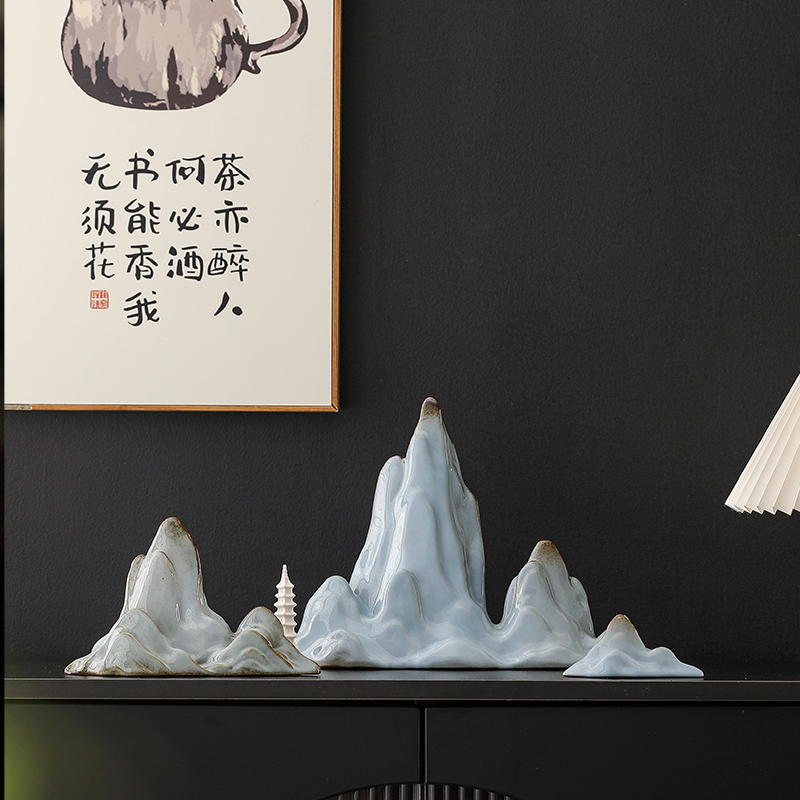 陶瓷假山布景套餐园艺微景观水族鱼缸造景创意茶桌笔架装饰品摆件