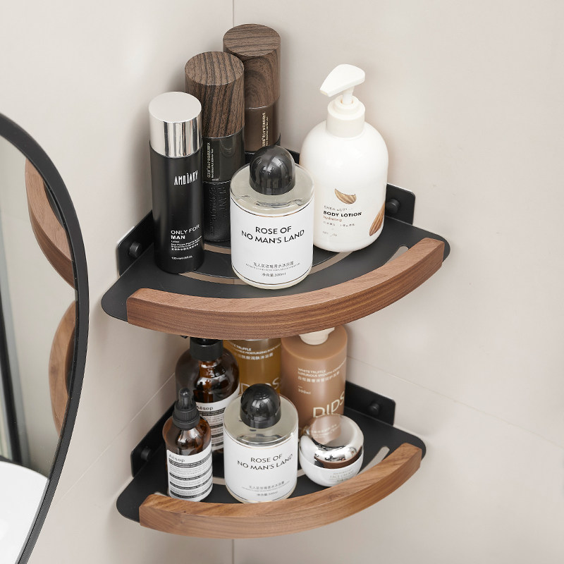 浴室淋浴房置物架卫生间三角架免打孔厕所墙上洗手间壁挂式拐角架