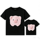 多巴胺夏装 高端可爱童趣立体小猪图案亲子装 母子装 母女款 T恤短袖