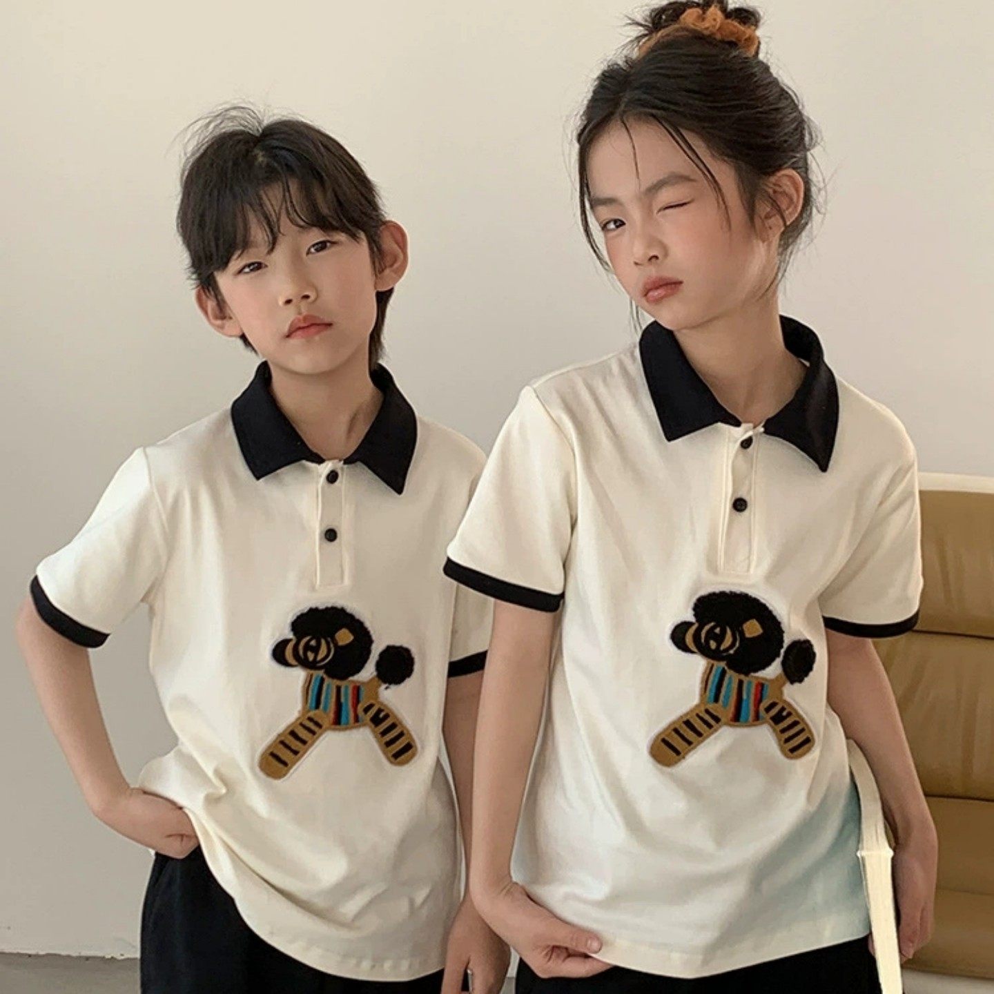 2026新款儿童polo衫男童女童短袖上衣超可爱洋气姐弟装兄妹装夏季,童装/婴儿装/亲子装,T恤,淘宝优惠券,粉丝福利购,淘宝优惠卷