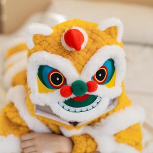 2025儿童新年衣服套装冬季宝宝醒狮拜年服男童女童过年喜庆战袍