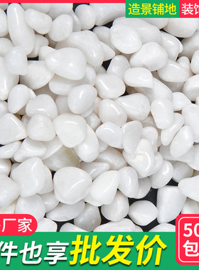 庭院白石子造景天然砾石颗粒装饰花园小石头抛光暖白色鹅卵石铺地