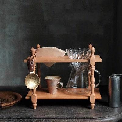【咖啡器具】手冲壶架 木质实木 水洗滤杯支架咖啡店用县樱桃木器