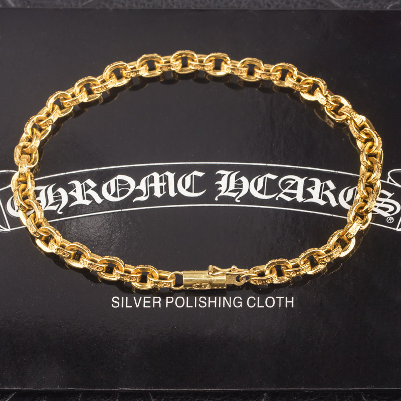 哥特风 22k金paperchain字母链条个性男女款插扣手链