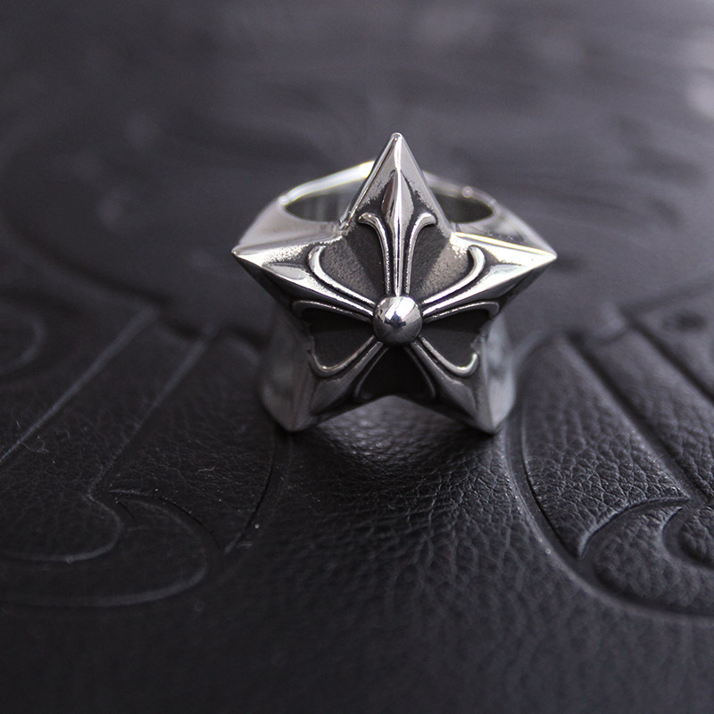 厚实 粗犷 摇滚朋克 个性 五角星 星星 戒指 指环