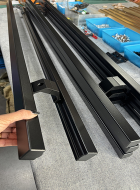 加厚玻璃门拉手铝合金地弹门商铺包厢木门把手黑色灰色防夹手弯脚