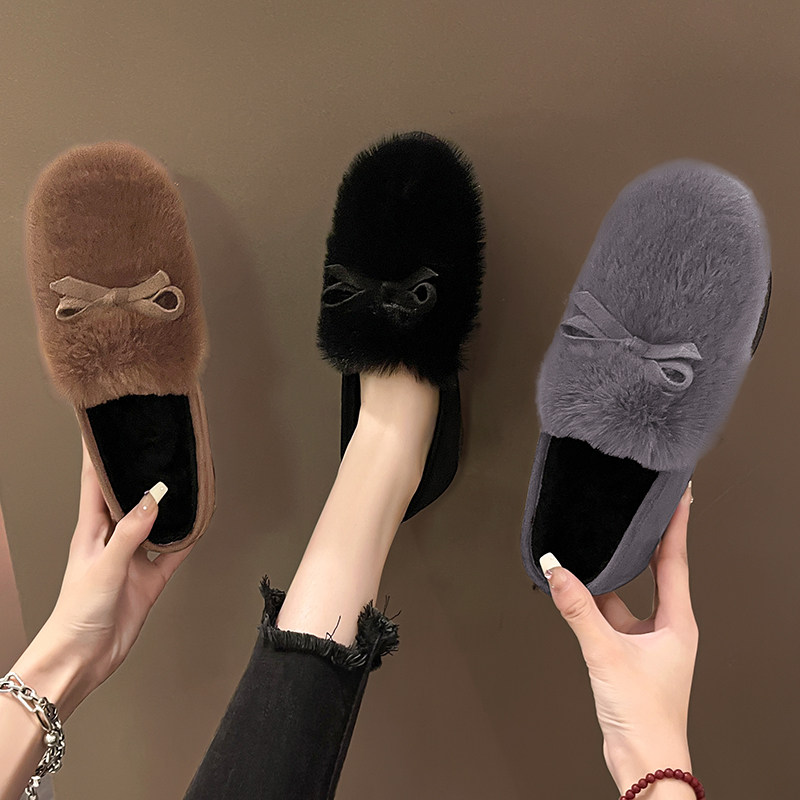 毛毛鞋女冬外穿2025年新款加绒一脚蹬厚底浅口软底秋冬豆豆棉鞋子,女鞋,棉鞋,淘宝优惠券,粉丝福利购,淘宝优惠卷