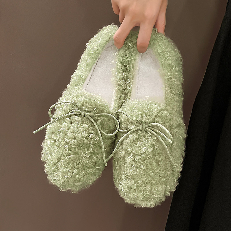 毛毛鞋女冬外穿2025年新款加绒一脚蹬平底百搭女士冬季豆豆棉鞋子,女鞋,棉鞋,淘宝优惠券,粉丝福利购,淘宝优惠卷