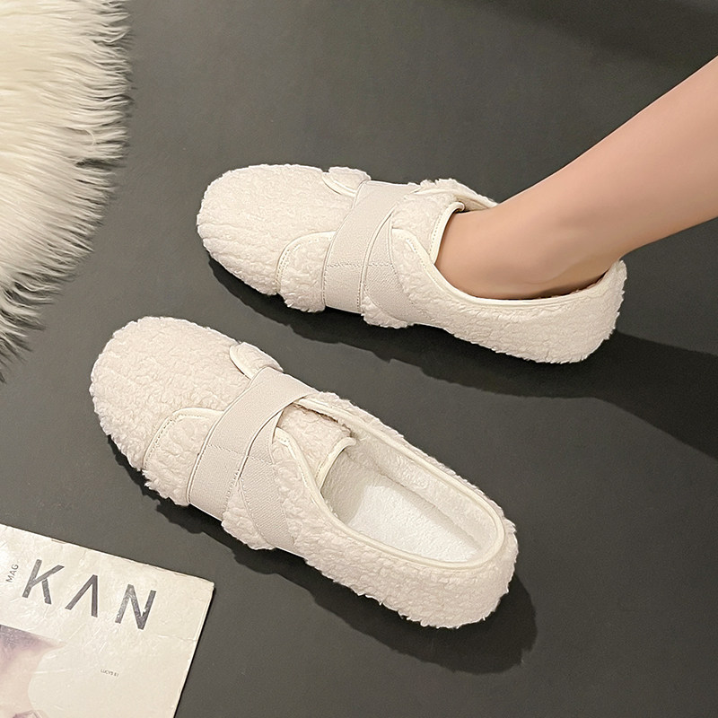 毛毛鞋女秋冬外穿2025年新款加绒一脚蹬仙女玛丽珍保暖豆豆棉鞋子,女鞋,乐福鞋（豆豆鞋）,淘宝优惠券,粉丝福利购,淘宝优惠卷