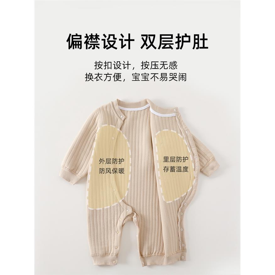 婴儿夹棉A类连体衣爬服秋