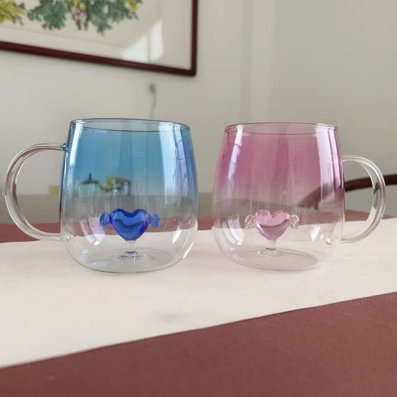 情侣款带把手爱心杯高颜