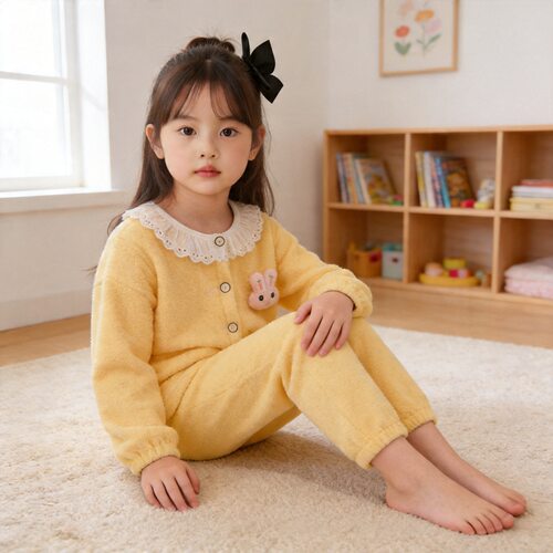 暖阳冬日花边家居服儿童