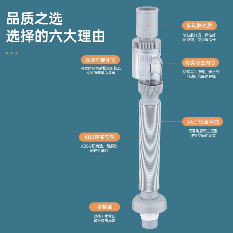 洗脸盆下水管横向侧排防
