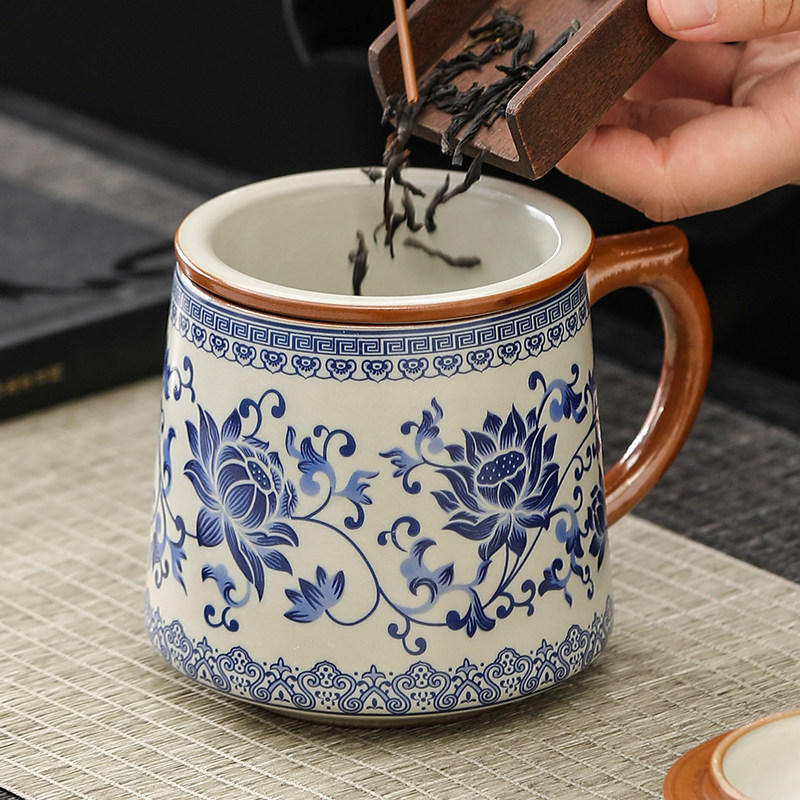 汝窑茶杯高档陶瓷家用带
