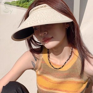 2026新款发箍式遮阳防晒空顶帽女夏季防紫外线加大帽檐黑胶太阳帽