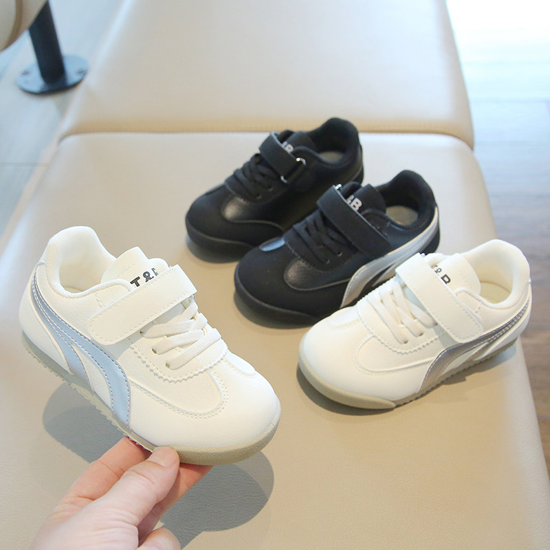 儿童春季2一3-8岁运动鞋男童小童鞋子女童春秋款魔术贴软底小白鞋